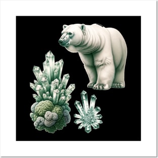 Arctic Elegance: Moss, Crystal, and Bear Posters and Art